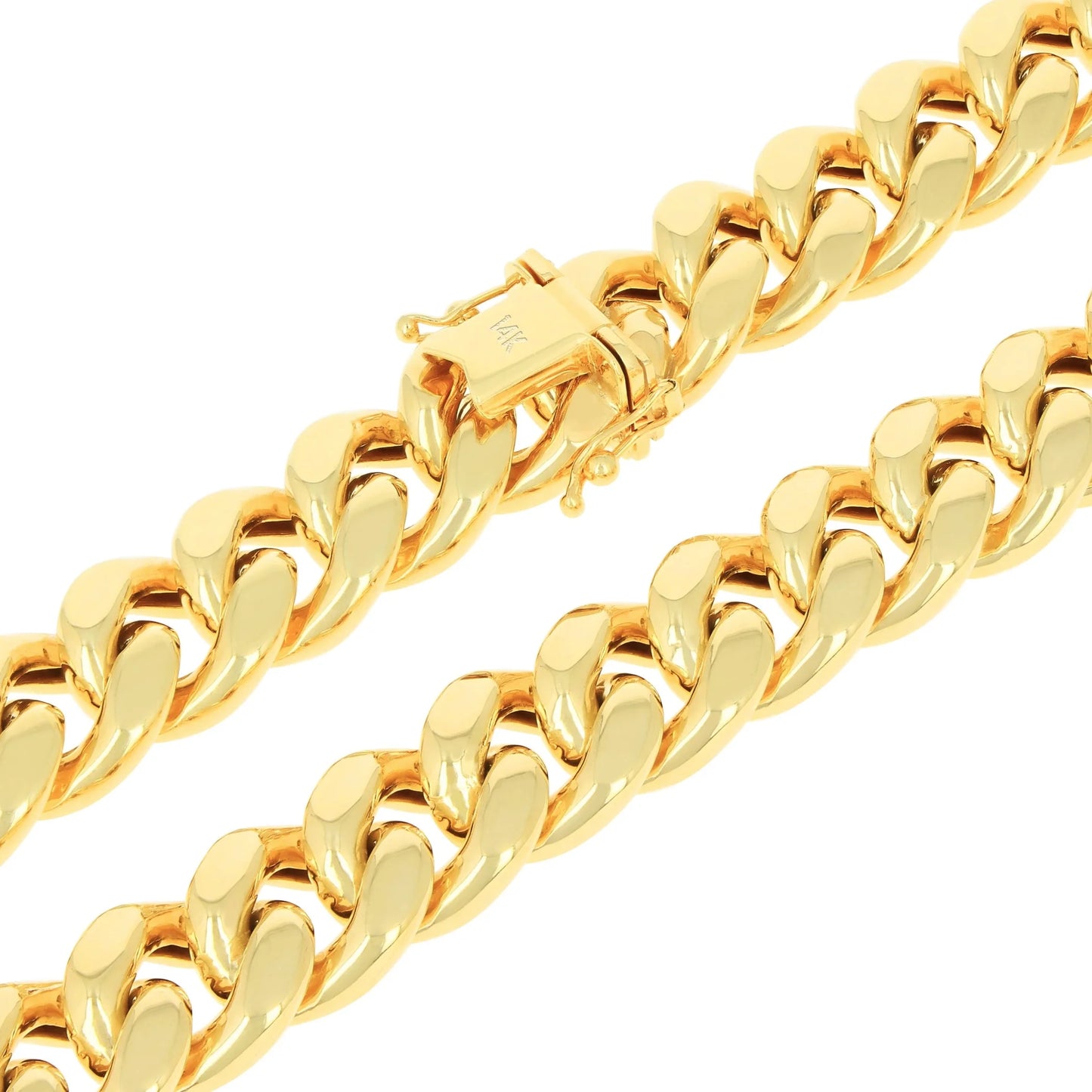 10K Real Yellow Gold Miami Cuban Link 13Mm Thick Chain Necklace (20"-30") Italian Jewelry for Men