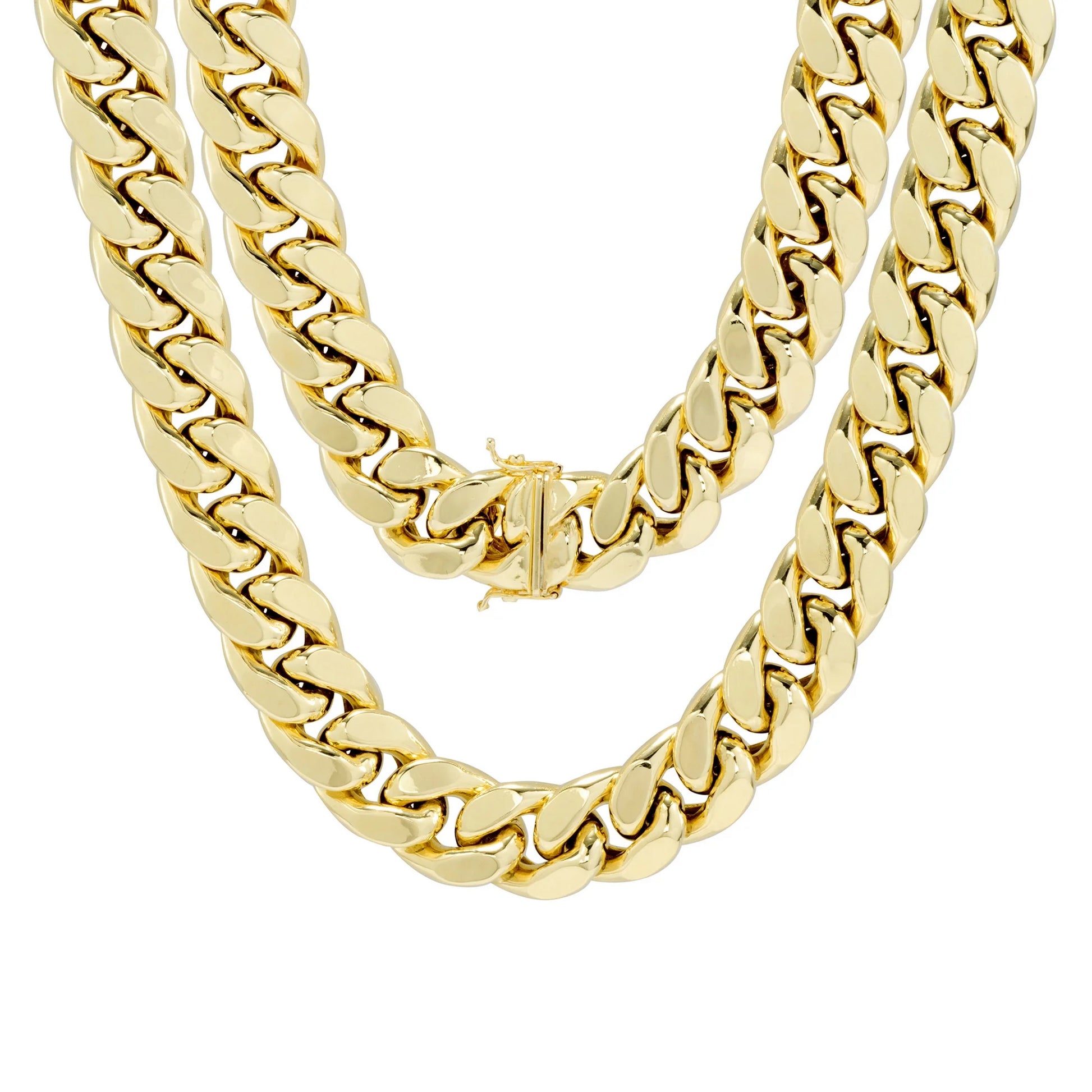 10K Real Yellow Gold Miami Cuban Link 13Mm Thick Chain Necklace (20"-30") Italian Jewelry for Men