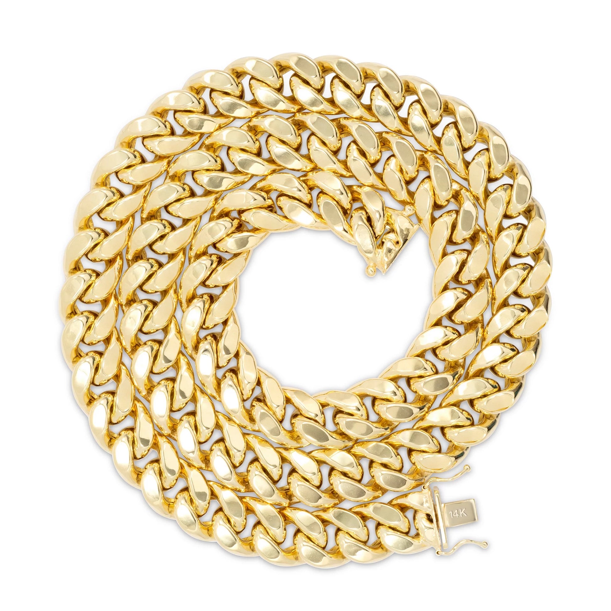 10K Real Yellow Gold Miami Cuban Link 13Mm Thick Chain Necklace (20"-30") Italian Jewelry for Men