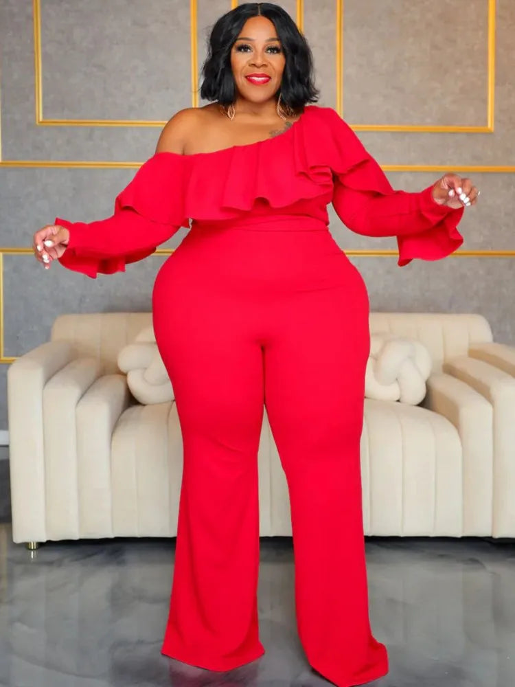 Plus Size Women Jumpsuit Black/Red/White