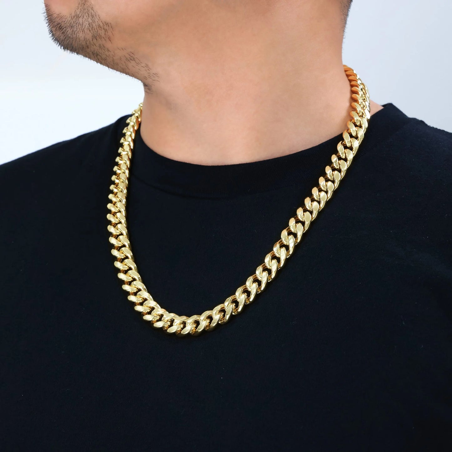 10K Real Yellow Gold Miami Cuban Link 13Mm Thick Chain Necklace (20"-30") Italian Jewelry for Men