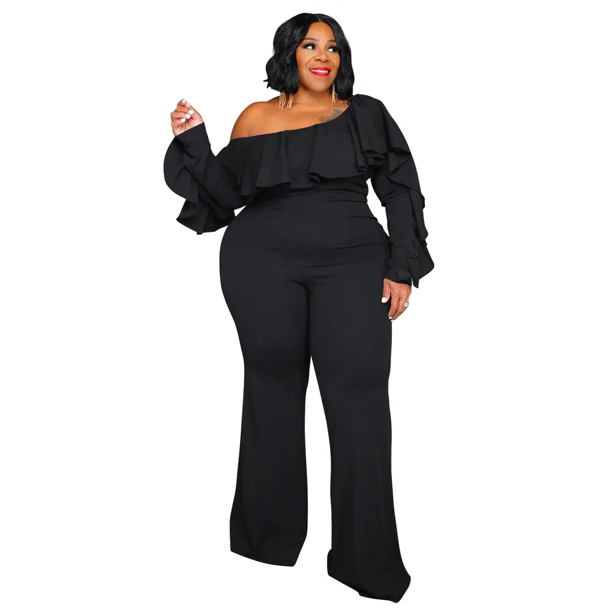 Plus Size Women Jumpsuit Black/Red/White