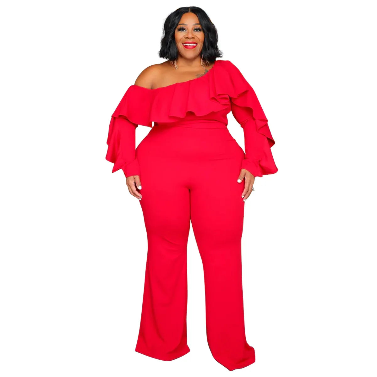 Plus Size Women Jumpsuit Black/Red/White